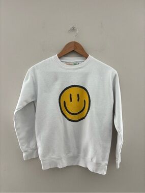 Vintage Havana White Smiley Face Crewneck Sweatshirt Girls L 14 Cozy Fleece